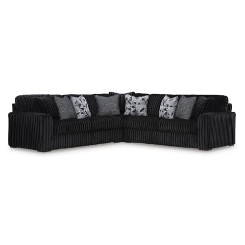 Image of Signature Design by Ashley 5-Piece Jumbo Corduroy Sectional Sofa, Black