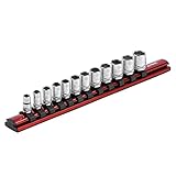 ARES 71180-1/4-Inch Drive Magnetic Socket Organizer - Aluminum Rail Stores up to 12 Sockets and Keeps Your Tool Box Organized