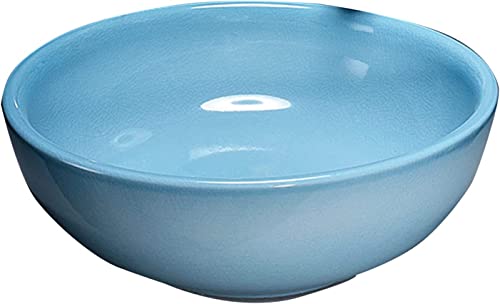 Vasque à poser ronde bleu lisse en céramique 42cm pour salle de bain moderne