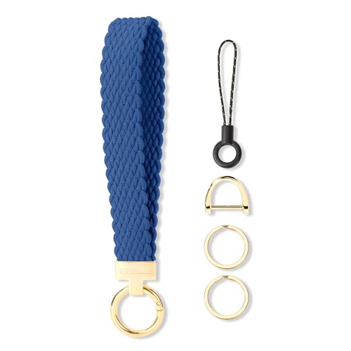 Image of WEESMILE Keychain Wristlet, Stretchy Key Chain for Car Keys with 2 Keyrings and D ring, Cute Wrist Lanyard for Women Men