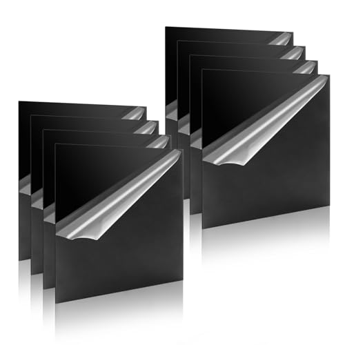 ZOFUN Lot de 8 plaques en verre acrylique noir - 300 x 300 x 3 mm - Plaques acryliques en plexiglas - Avec film de protection - Plaque en plastique acrylique pour panneaux, bricolage, affichage,