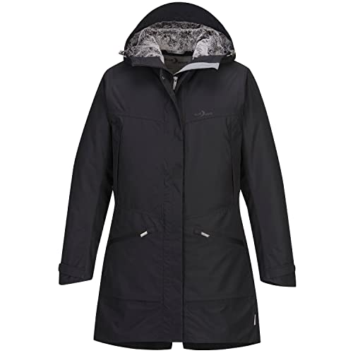 Preisvergleich Produktbild Blue Wave Damen Funktionsparka Funktionsmantel Kalinka - Funktionsjacke mit Fellimitat gefütterte Kapuze in Schwarz Größe 40