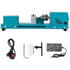 Mini Lathe Beads Polisher Machine DIY CNC Machining for Table Woodworking Wood DIY Tool Lathe Standard Set (Blue)