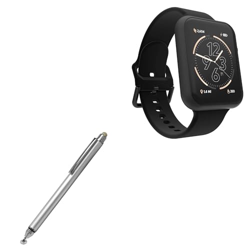 BoxWave Stylus Pen Compatible with iTouch Air 4 Smartwatch (46cm) (196540353970) - DualTip Capacitive Stylus, Fiber Tip Disc Tip Capacitive Stylus Pen - Metallic Silver