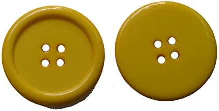 Lyracces Wholesale Lots 7pcs Extra Large Big Sewing Fasteners Flatback Resin Buttons 50mm 1.97 Inches (Yellow)