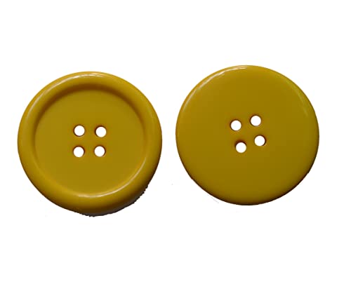 Lyracces Wholesale Lots 7Pcs Extra Large Big Sewing Fasteners Flatback Resin Buttons 50Mm 1.97 Inches (Yellow) #TOP10