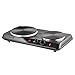 OVENTE Electric Countertop Double Burner, 1700W Cooktop with 7.25' and 6.10' Cast Iron Hot Plates, Temperature Control, Portable Cooking Stove and Easy to Clean Stainless Steel Base, Black BGS102B