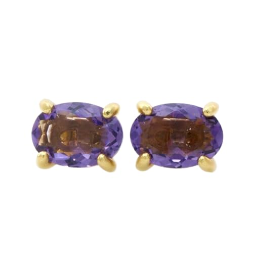 Boucles d'oreilles améthyste naturelle et argent 925 doré LKSTD_0175
