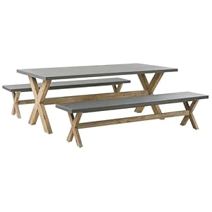 Gartenset Olbia Faserzement & Akazienholz Grau