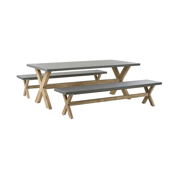 Gartenset Olbia Faserzement & Akazienholz Grau