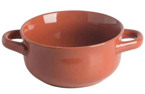 Vaisselle de cuisine en porcelaine - Grand bol à soupe et nouilles en céramique avec double poignée - Bols de service empilables pour petit-déjeuner - Bol à céréales pour oignon, soupe, nouilles,