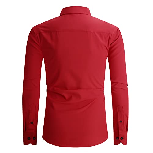 Alex Vando Mens Dress Shirt Wrinkle Free Regular Fit 4-Way Stretch Button Down Shirts