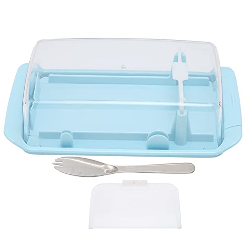 Caja de mantequilla Contenedor de almacenamiento de queso 2 en 1 Caja rectangular para cortar mantequilla con cuchillo de acero inoxidable Bandeja extraíble para el hogar (Caja rectangular para