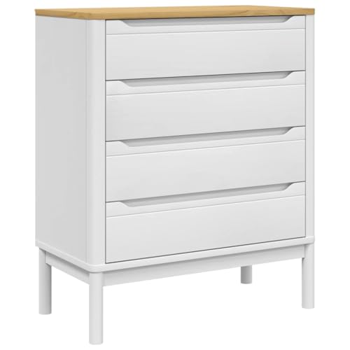 vidaXL Commode Floro Blanc Bois de pin Massif, Commode, Armoire de Rangement, Buffet, Commode à tiroirs, classeur, Armoire de Couloir