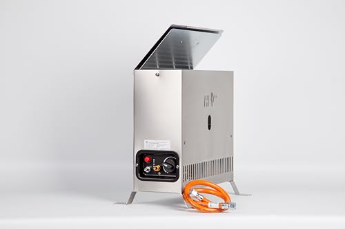 HPV Stand- und Wandheizung 2 kW, Edelstahl, Gas, 30 mbar, Freistehend, mit Zündsicherung, für Camping und Zelt