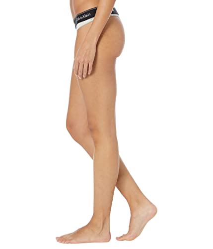 Calvin Klein Women's Modern Cotton Stretch Thong Panties, Textured Plaid Oatmeal, Small #TOP1
