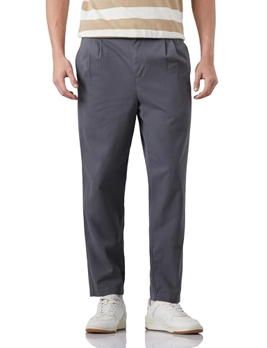 Image of Amazon Brand - Symbol Men's Carrot Fit Pleated Casual Trouser (Constructed Waistband | 100% Cotton | Available in Plus Sizes)