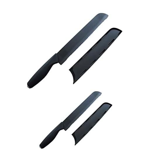 Set of 2 Advanced Ceramic Knives: 6 inch Serrated Tomato Knife and 8 Inch Serrated Bread Knife, by Cestari, Both Knives Include Safety Sheath and Luxury Gift Box - Never Needs Sharpening