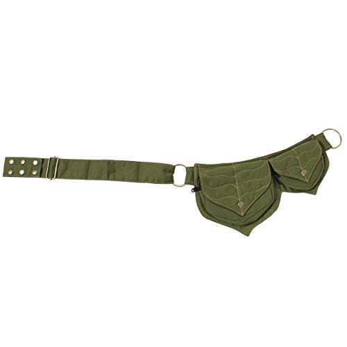 Image of Cotton two Leaf Pocket Waist Belt-Sage