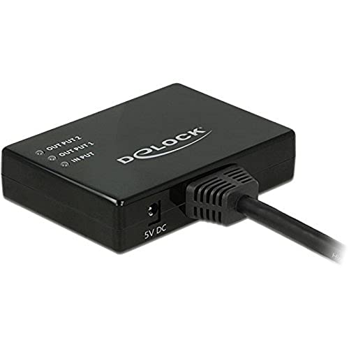 Splitter HDMI 4K DeLOCK con 1 entrada y 2 salidas para duplicar señal de video