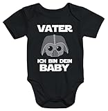 MoonWorks® Kurzarm Baby Body Vater ich bin dein Baby Spruch Nerd lustig Onesie Schwarz 3-6 Monate