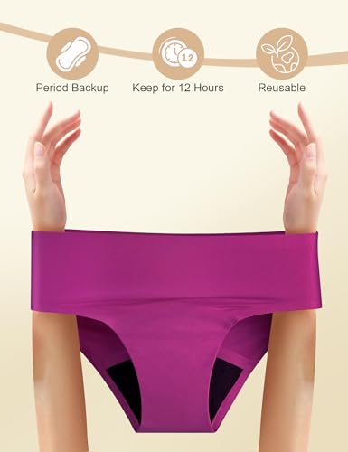 Image of ECO PERIOD Seamless Period Panties Heavy Flow Period Underwear for Women | Leakproof Menstrual Underwear, Incontinence Briefs, Soft Postpartum Panties, No Show Period Panty, Overnight Protection