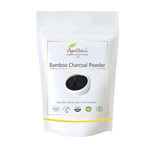 Agrovishwa Natural Activated Bamboo Charcoal Powder Natural Teeth Whitening Detoxifying & Cleansing Food Grade Quality Perfect for DIY Beauty Products -100g