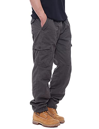 IDEALSANXUN Mens Cargo Pants Casual Elastic Waist Loose Straight Leg Cargo Pants
