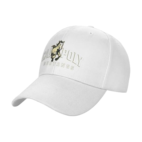 Cal Poly Mustangs Adult Adjustable Cotton Baseball Cap Hat for Man Woman White