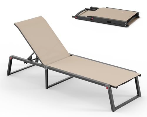 Oasbira Aluminum Chaise Lounge Chair Outdoor, Foldable &...