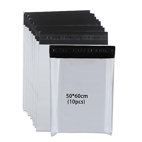 newlng 10Piezas Plástico Bolsas 500x600mm Bolsas Para Envíos Opacas y Autoadhesivas Resistentes al Desgarro Sobres Para Envios Envases Logísticos Textiles Sobres Para Envios de Ropa Blancos