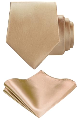 Image of TIE G Solid Satin Woven dyed Color Formal Black Necktie and Pocket Square Sets in Gift Box