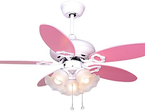 Ceiling Fans Light, Children's Fan Light Pink Girl Light Household Electric Fan Light Restaurant Chandelier Bedroom Pull Rope Light Fan Chandelier