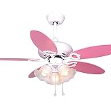 Ceiling Fans Light, Children's Fan Light Pink Girl Light Household Electric Fan Light Restaurant Cha