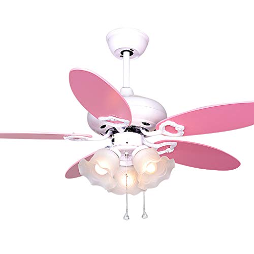 Ceiling Fans Light, Children's Fan Light Pink Girl Light Household Electric Fan Light Restaurant Chandelier Bedroom Pull Rope Light Fan Chandelier #TOP13