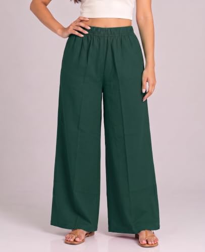 Image of Plaazo Women's Cotton Palazzo | Wide Leg Palazzo for Women | Soft Breathable High Waist Bottom Wear | Comfortable Casual, Office, Travel for Women