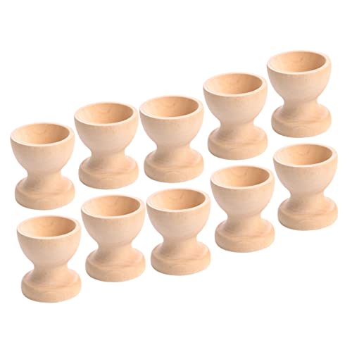 FUNOMOCYA 10pcs Hand Painted Egg Tray Kitchen Egg Stands DIY Blank Egg Stand Mini Egg Cups Unfinished Egg Holder Breakfast Egg Holder Egg Stand Holders Toy Creative Eggs Cup Wooden