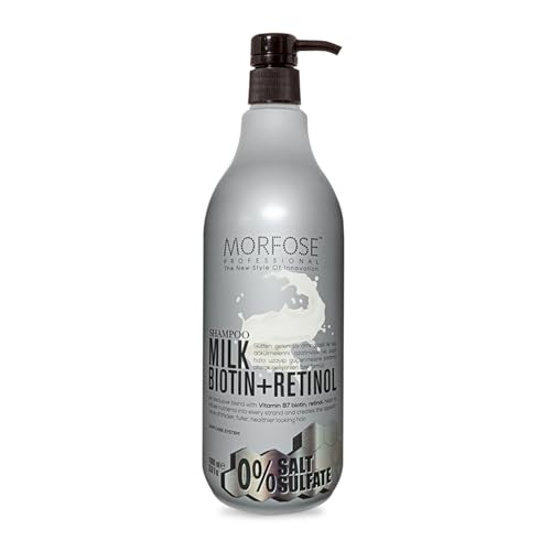 Morfose Milk Biotin + Retinol Hair Shampoo 1000 ml -%0 Sal y Sulfato - Champú Para El Cabello Eficaz Con Biotina De Leche y Retinol