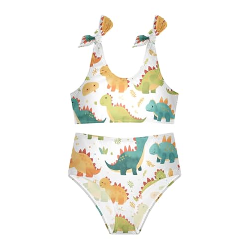 KLL Cute Dino Pattern Girls' Two Piece Bikini Sets Quick-Dry Bathing Suit Swimming Suits Adjustable Shoulder Strap3