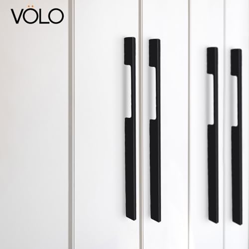 Image of VOLO Wardrobe Cabinet Handle - Multi-Use Pull Handle for Wardrobe, Drawer, Sliding Closet, and Door in Kitchen, Office, and Bedroom Pack of 1 (Black, 450MM (18 Inch))