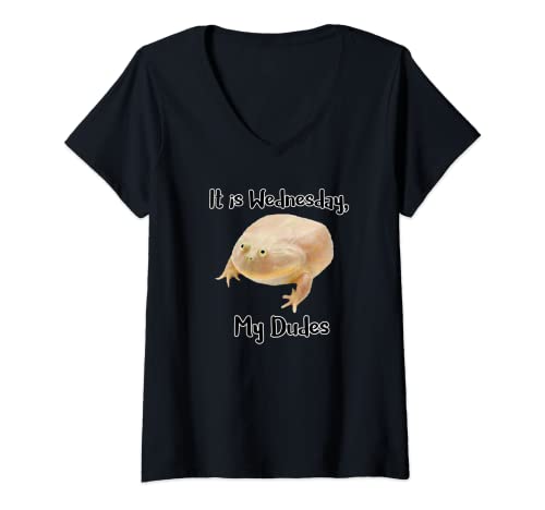 Womens Funny Wednesday Frog Meme Frog Toad Lover V-Neck T-Shirt