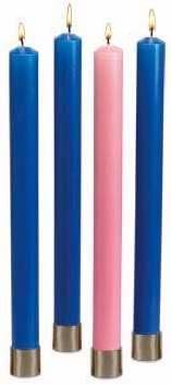 Will & Baumer - 4-Piece Polar Advent Candle Set, 16-Inch, Blue and Pink