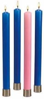 Will & Baumer - 4-Piece Polar Advent Candle Set, 16-Inch, Blue and Pink