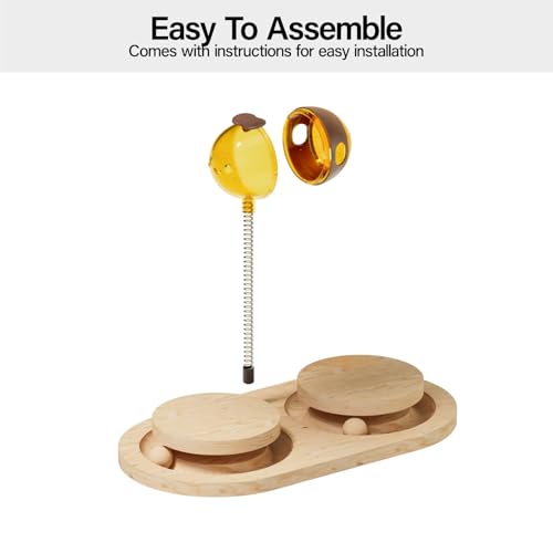 MEWOOFUN Brinquedo dispensador de guloseimas para gatos, quebra-cabeça de madeira para gatos, brinqu