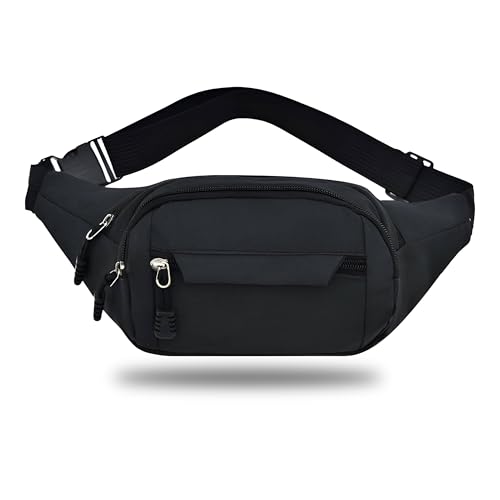 Image of Kraptick Premium Unisex Waist Bag for Men and Women - Stylish Hip Bag, Fanny Pack, Travel Money Belt (Black)