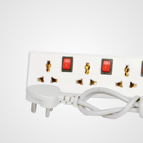 Image of MULTYBYTE 5 Socket 5 Switch Power Saving Outlet Extension Board, High Speed, Fast Charging- Power Strip, Surge Protector, 4M Cable Shockproof Fire-Retardant, Multipurpose Use Spike for Home & Office
