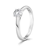EDELIND 750 Anello Fidanzamento Donna Ø 52mm Solitario Diamante Naturale 0.5 ct Taglio Brillante Anello Donna Oro bianco 18 k (750) Сon Scatola Regalo