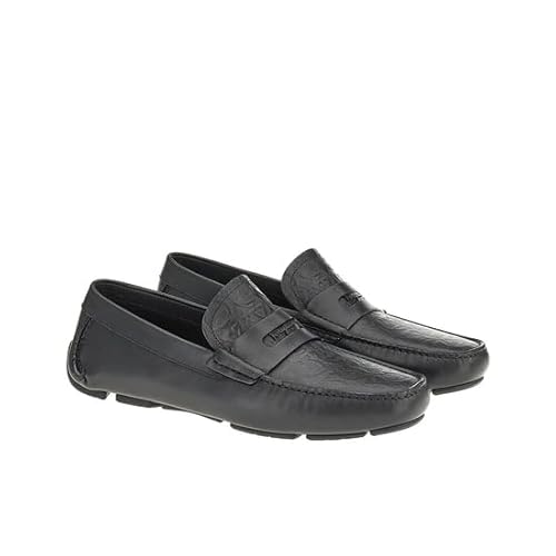 Salvatore Ferragamo Newton Mens Black Leather Slip On Driver(10.5 D,Black,Numeric_10.5)
