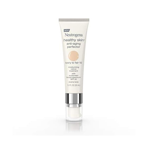 Neutrogena Healthy Skin Anti-Aging Perfector Tinted Facial Moisturizer and Retinol Treatment with Broad Spectrum SPF 20 Sunscreen with Titanium Dioxide, 10 Ivory to Fair, 1 fl. oz