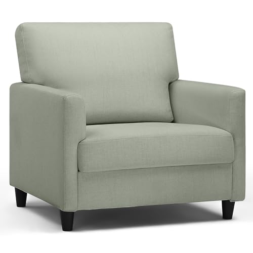 COMHOMA Poltrona Relax per TV, Poltrona Lounge per Soggiorno, Divano Singolo per Camera da Letto, Angolo Lettura, Seduta Laterale con Morbido Memory Foam, Rivestimento in Lino, Verde